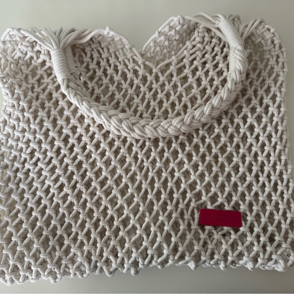 Lancome Cream Woven Tote Bag